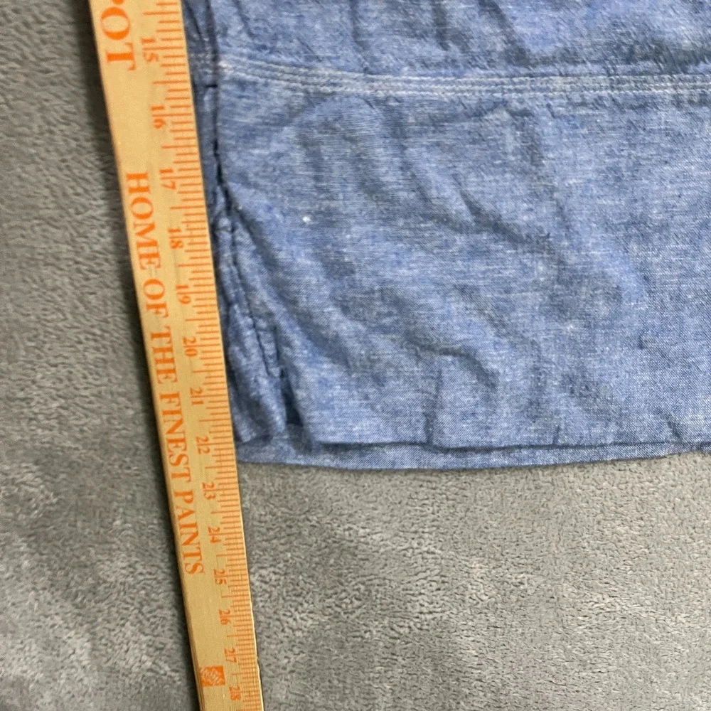 Banana Republic Pants Womens XL Blue Linen Blend Wide Leg Cropped Lightweight